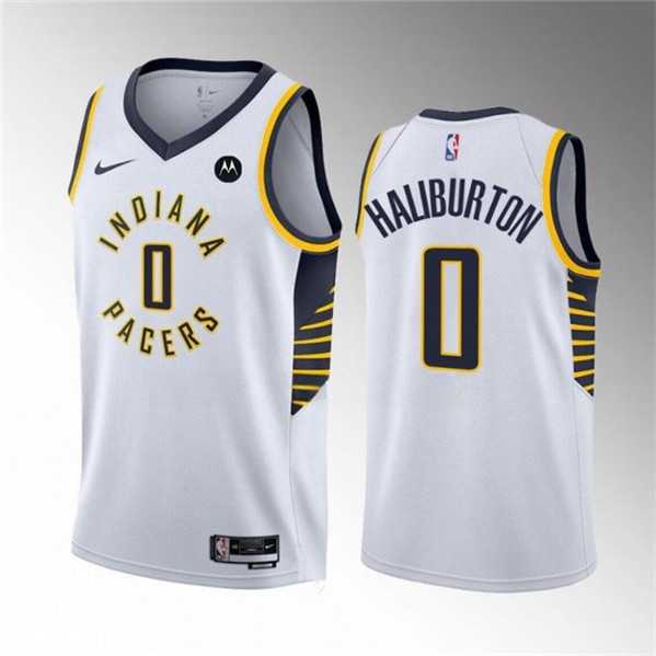 Mens Indiana Pacers #0 Tyrese Haliburton White Association Edition Stitched Jersey Dzhi->indiana pacers->NBA Jersey